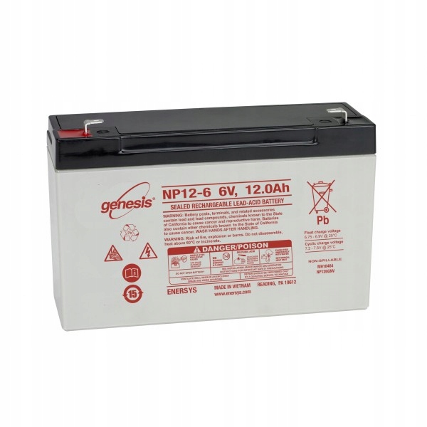 Akumulator Genesis NP12-6 6V 12Ah szeroki konektor 6,3mm
