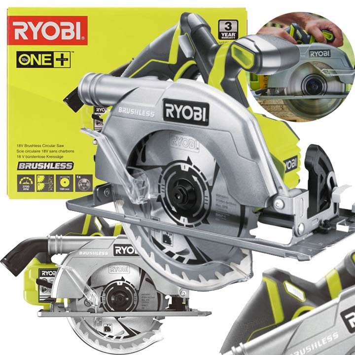 RYOBI АКУМУЛЯТОРНА ЦИРКУЛЯРНА ПИЛА БЕЗЩІТКОВА 184ММ R18CS7-0 - Vroda