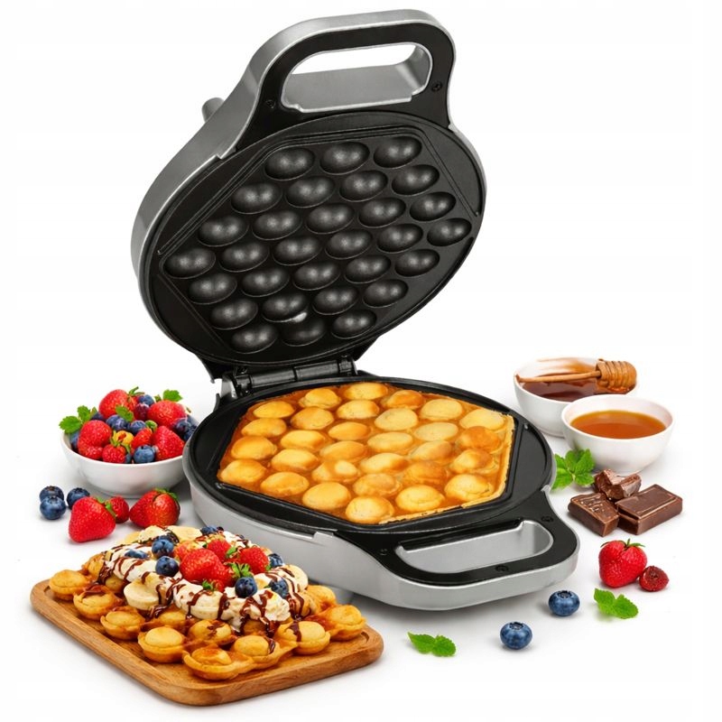 Gofrownica Bąbelkowa Gofry Egg Zawijane Bąbelkowe Puffs 850W Mocna 700W