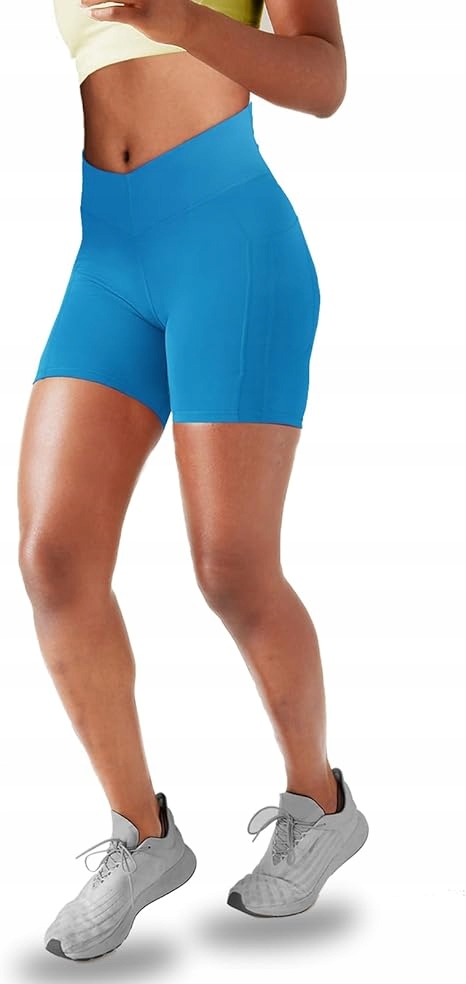 Legginsy z kieszeniami, do jogi, treningu, fitnessu 13 cm M, niebieskie
