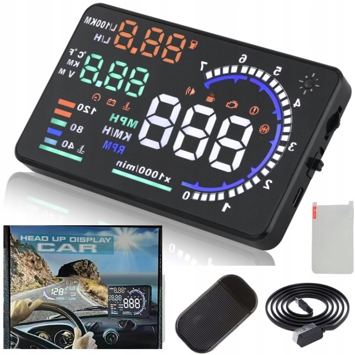 Wyświetlacz head-up samochodowy A8 5,5 cala ABS uniwersalny OBD-II