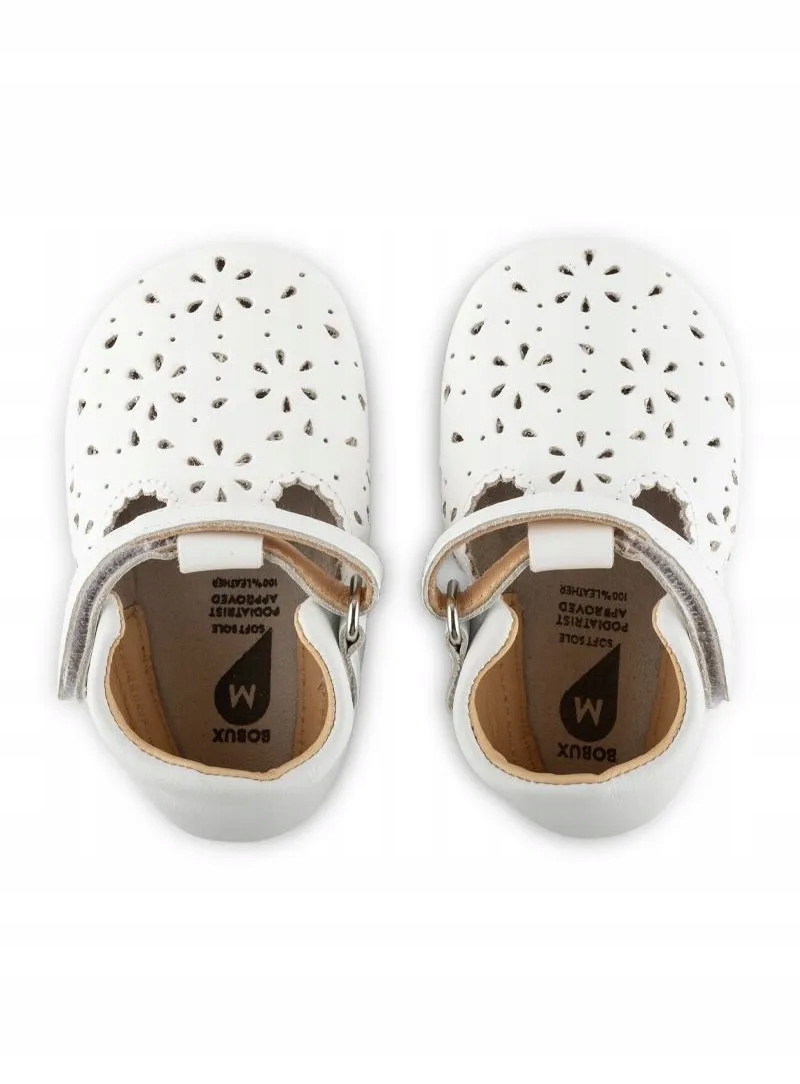 Skórzane Balerinki Kapcie Bobux Soft Sole Lacey White 1224-182-02 L