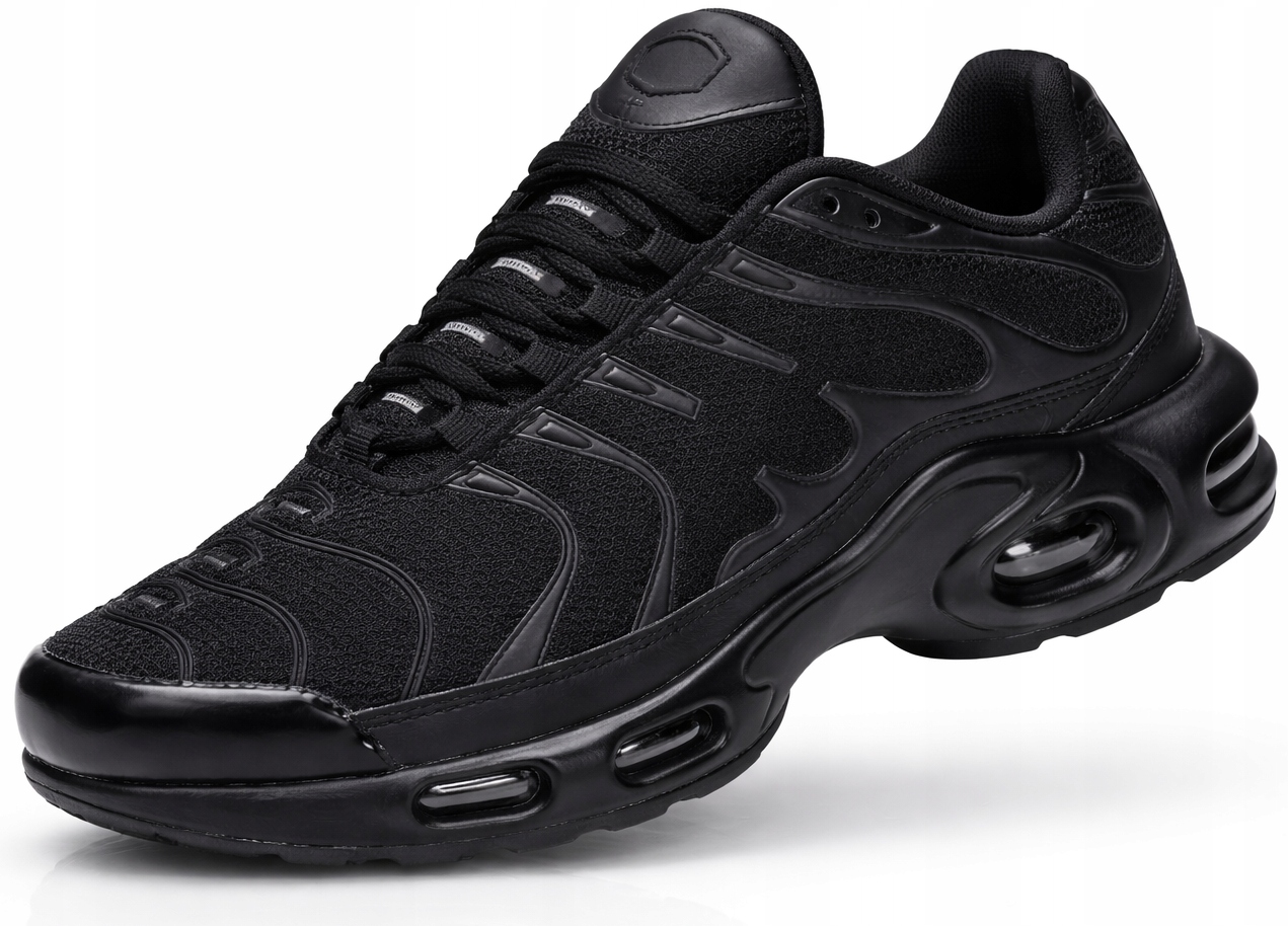 Czarne Sneakersy Męskie Sportowe Amortyzacja System Air Mesh Przewiewne