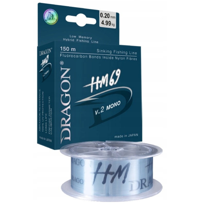 ŻYŁKA SPINNINGOWA DRAGON HM69 V2 MONO 0,22 MM 150M