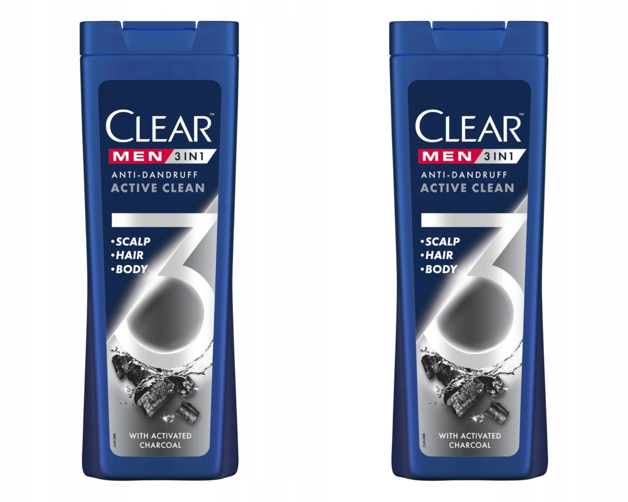 Clear Men Šampon 3V1 Aktivní Čistota s aktivním uhlím 360 Ml
