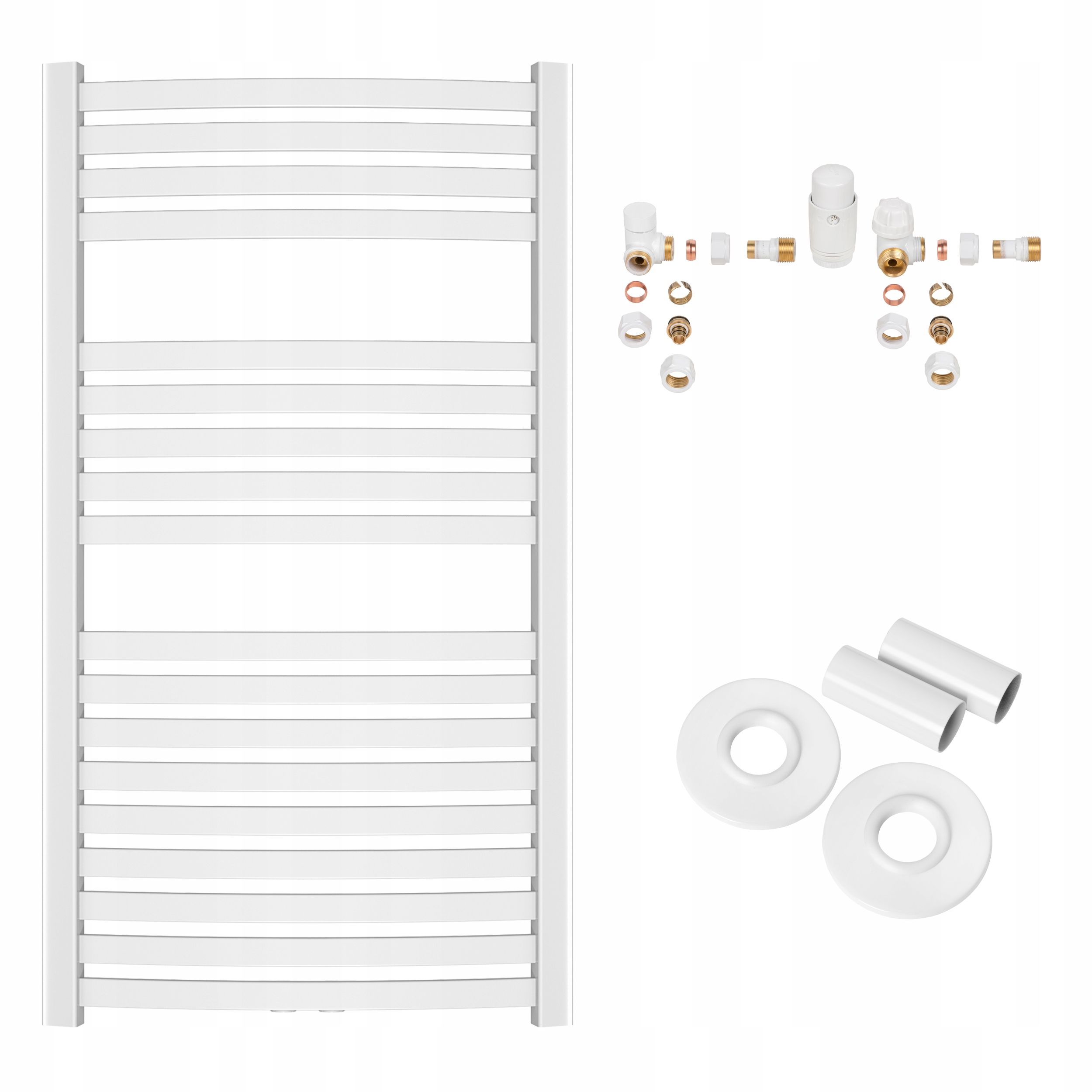 Koupelnový žebříkový radiátor bílý s příslušenstvím