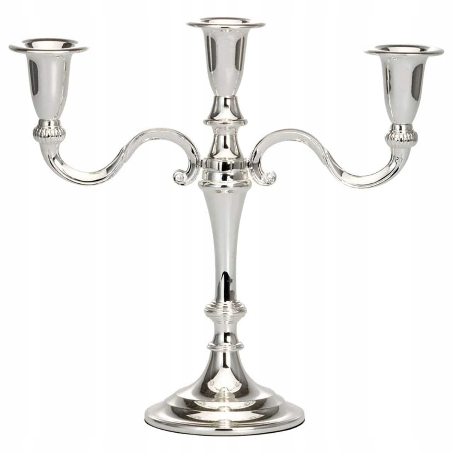 Postriebrený svietnik Franz Furst trojramenný, elegantný, nerezová oceľ