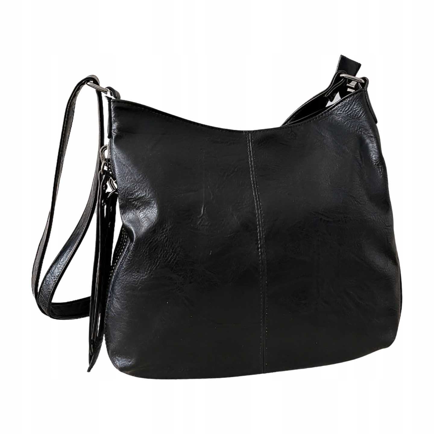 Ines Delaure duża torebka listonoszka czarna zip