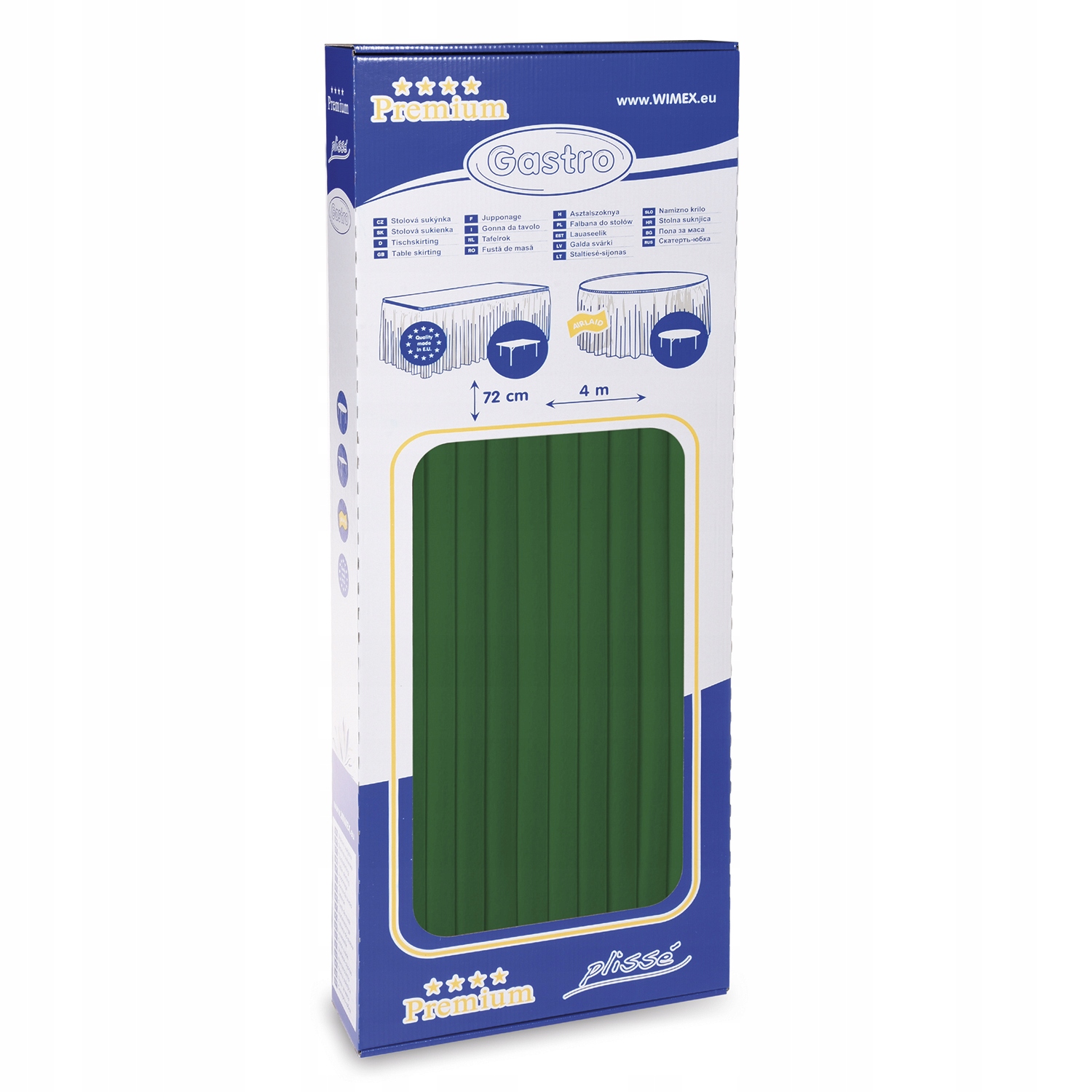 Falbana na stůl zelená skirting papír ubrus dekorace Airlaid 0,7x4 m 1ks