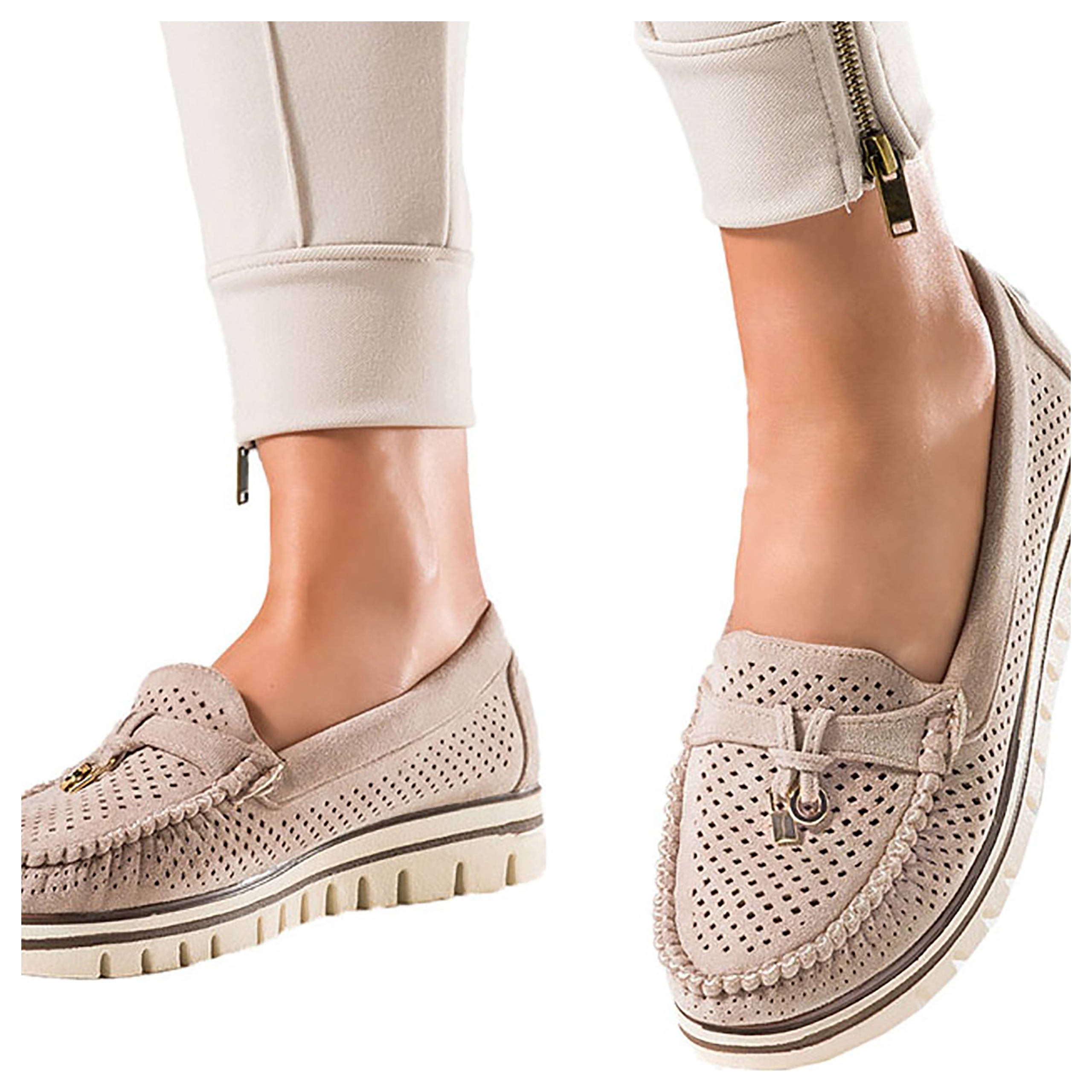 PÓŁBUTY MOKASYNY WSUWANE AŻUROWE DAMSKIE NA PLATFORMIE LEKKIE WYGODNE r 40