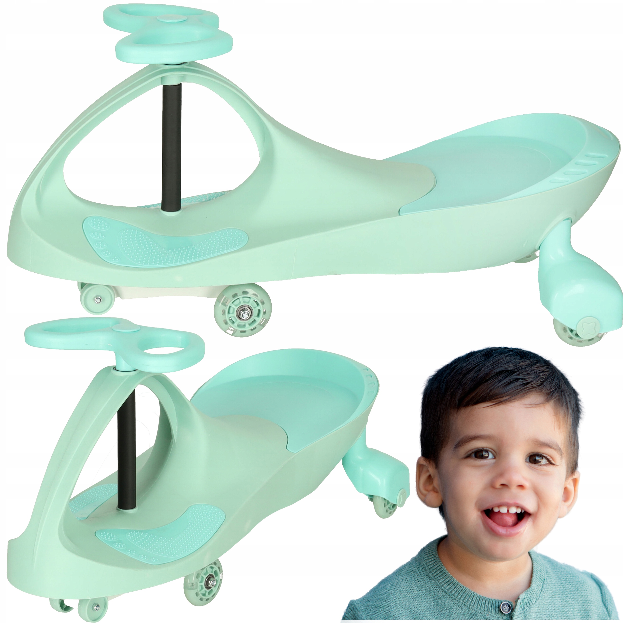 JEŹDZIK GRAWITACYJNY PCHACZ DLA DZIECI ŚWIATŁA LED + NAKLEJKA