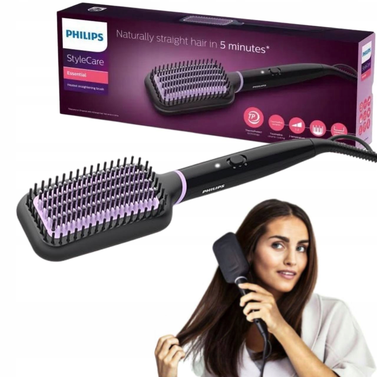 Pogrzewana Szczotka Prostująca Do Włosów Philips Style Care Essential