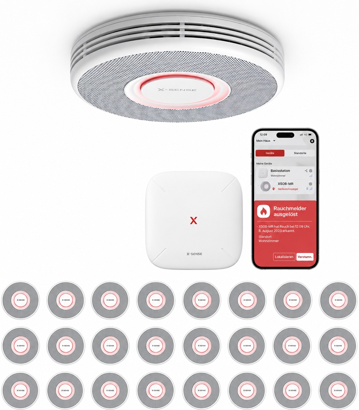 X-Sense XS0B-MR241 – Inteligentny Czujnik Dymu WiFi z Alarmem 24 szt.