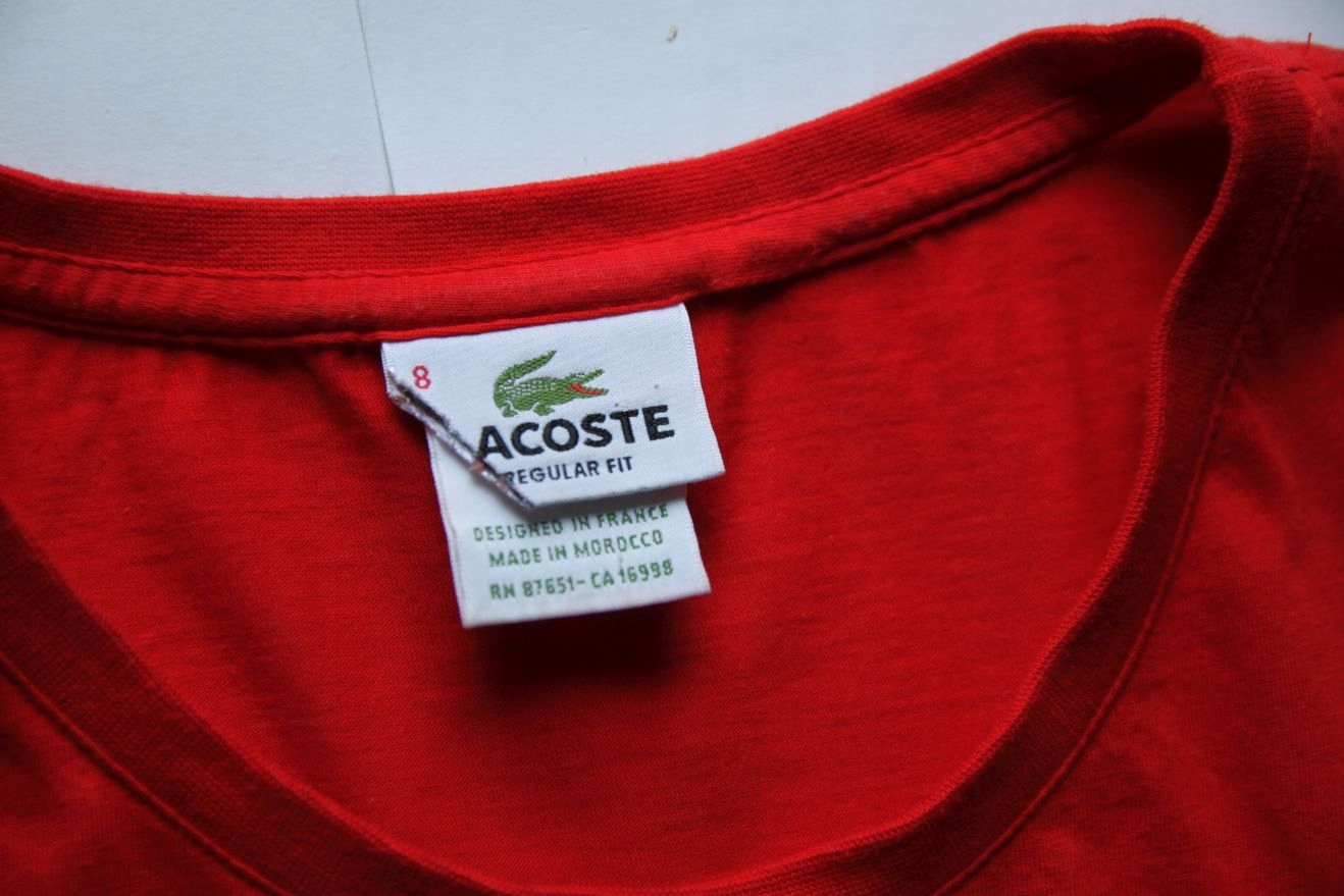 LACOSTE__T-SHIRT KOSZULKA REGULAR FIT LOGO__8/3XL Kolor czerwony
