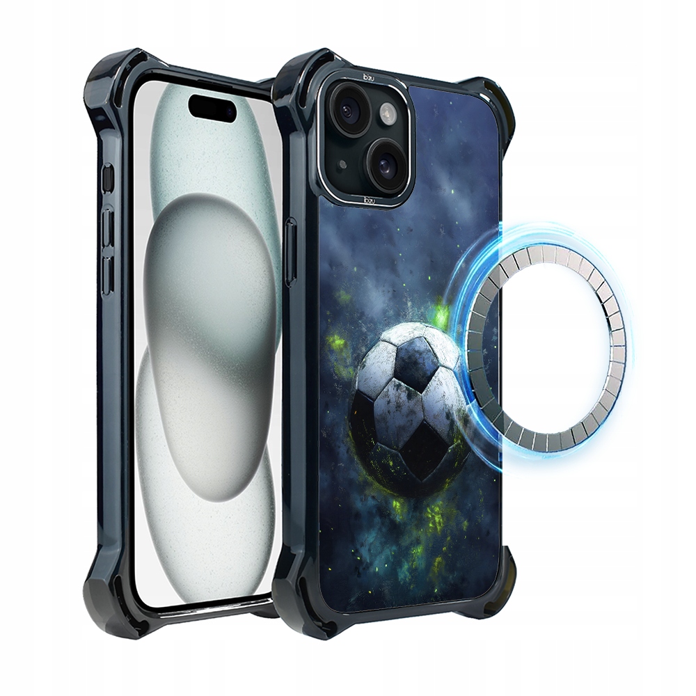 Pouzdro pro iPhone 15 Plus Ibizu DropGuard Ultra s MagSafe, Fotbal