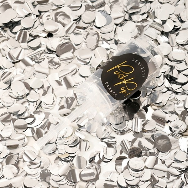 Push Pop Konfetti strzelające - srebrny błyszczący
