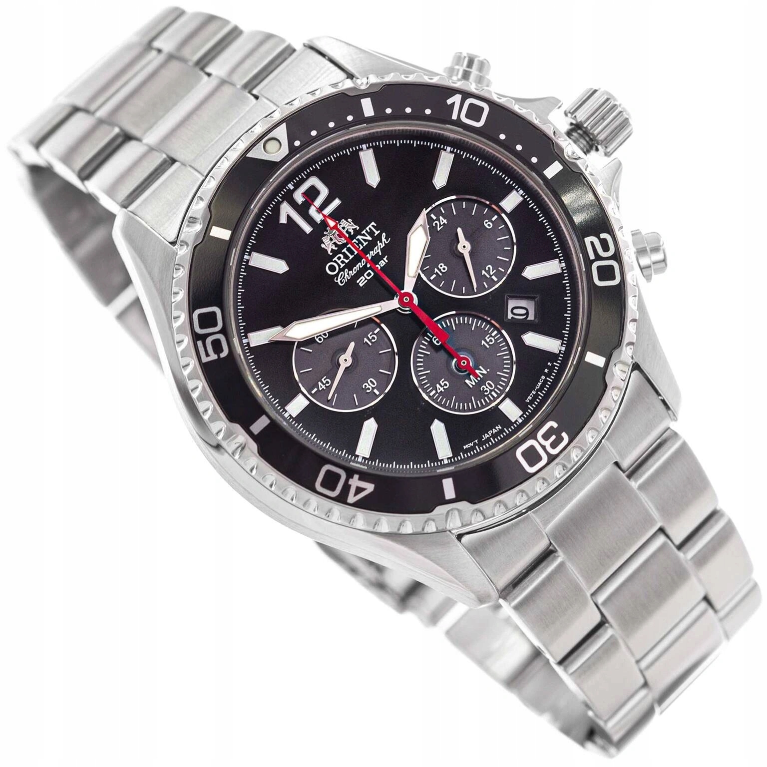 Pánské Hodinky Orient RA-TX0202B10B Mako Solar Diver Stříbrné Chronograf 200M