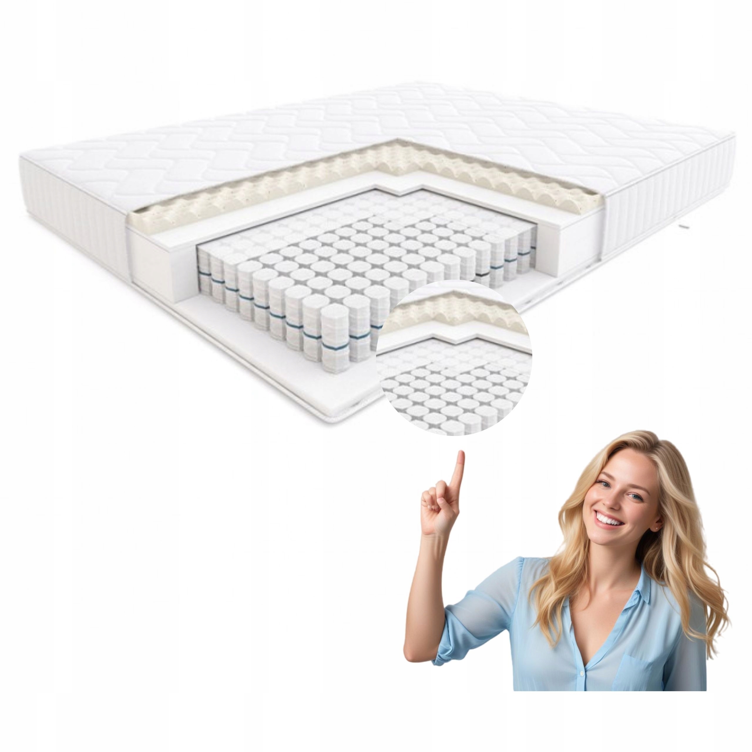 Materac 80x200 sprężynowy kieszeniowy antybakteryjny Hilding Zorba
