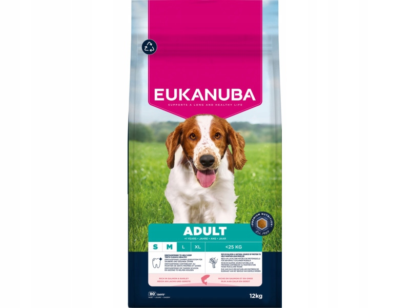 Karma dla psa Eukanuba Adult Small and Medium Breed Łosoś 12 kg