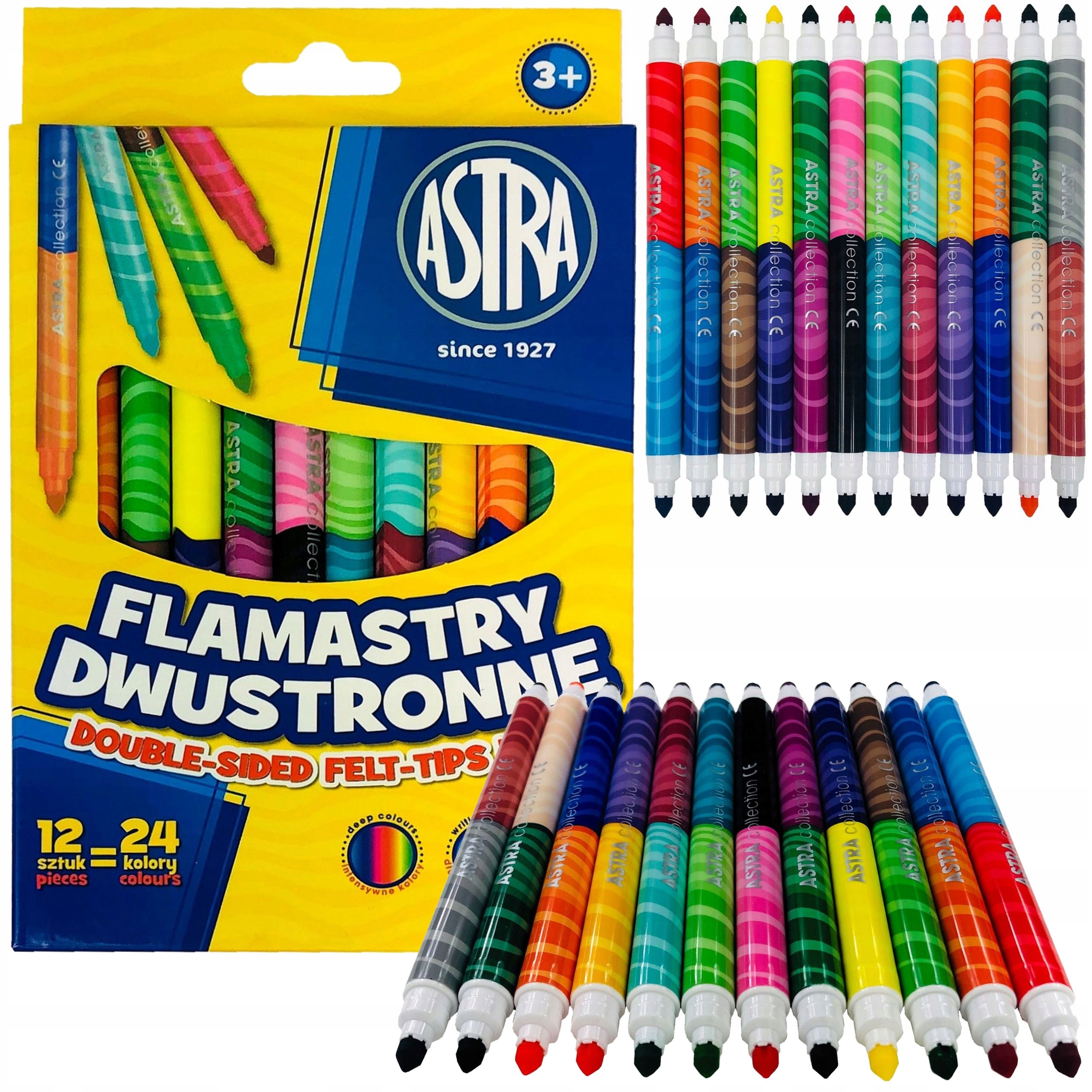 

Flamastry Pisaki Szkolne Dwustronne 12-24kol Astra