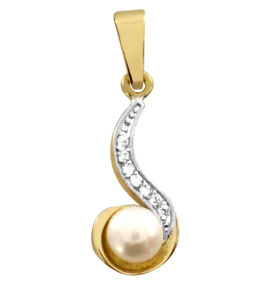 Elegantní Zlatý Přívěsek S Chovnou Perlou 585 Vln