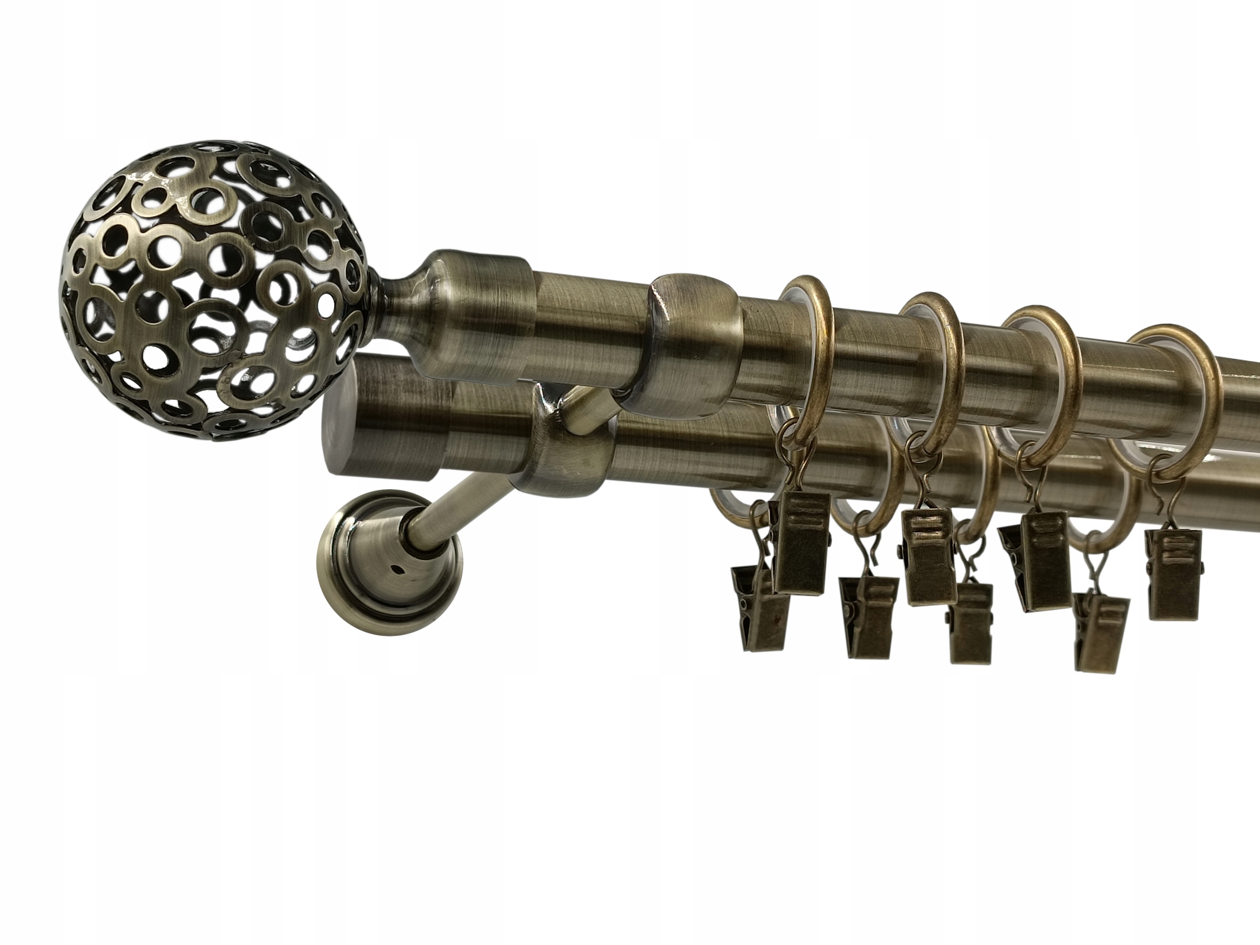 Garnýž Kovový Lux 19+19mm galvanizovaný Zlato Antik 280cm MIX Koncovek