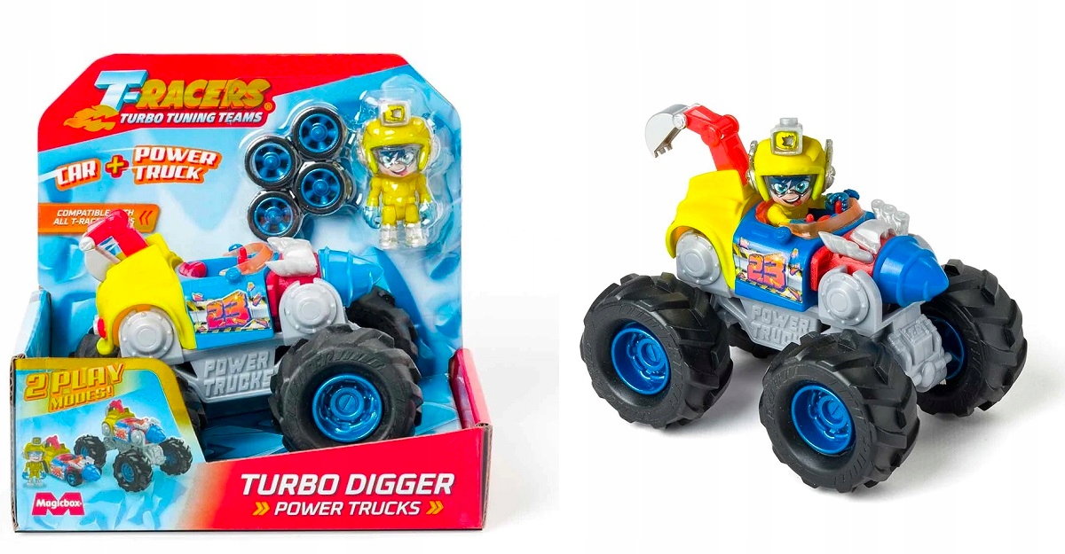 ZESTAW T-RACERS POWER TRUCKS TURBO DIGGER POJAZD 2W1