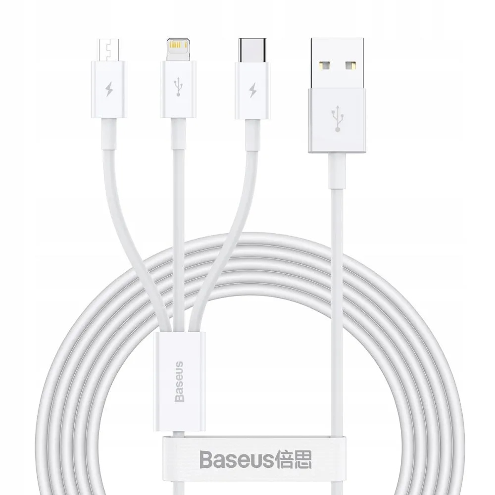 Baseus kabel 3w1 Usb do Micro Usb Lightning Typ C 3,5A CAMLTYS-02 1,5m