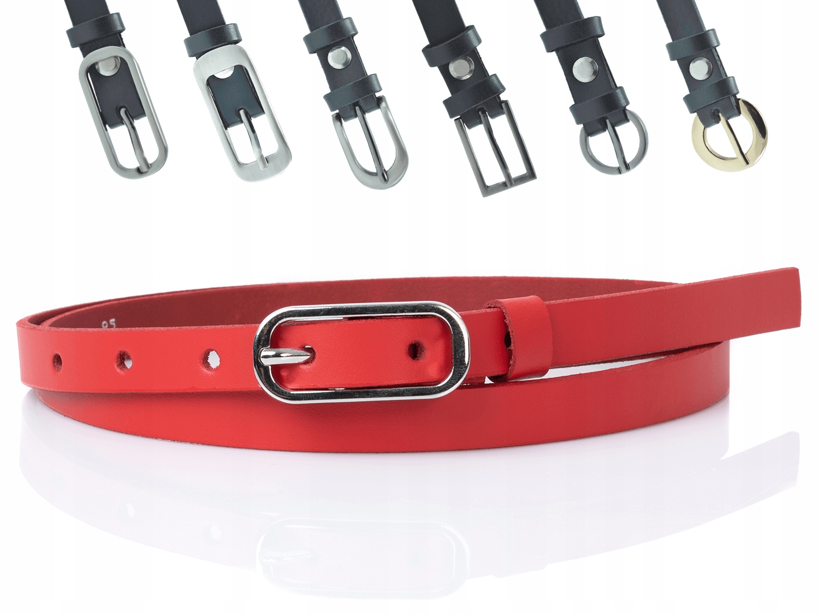 

Pasek wąski cienki Sepher Czerwony 1,5cm S (105cm)