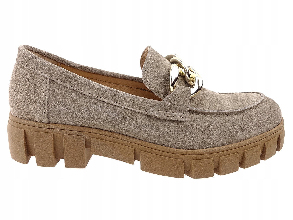 Nessi mokasyny półbuty 21085 beż welur, skóra 39