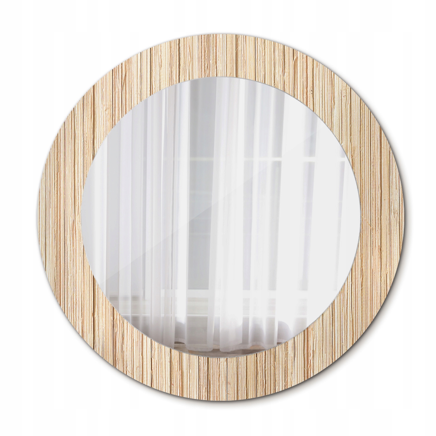 Moderné okrúhle zrkadlo Bambus slama 60 cm
