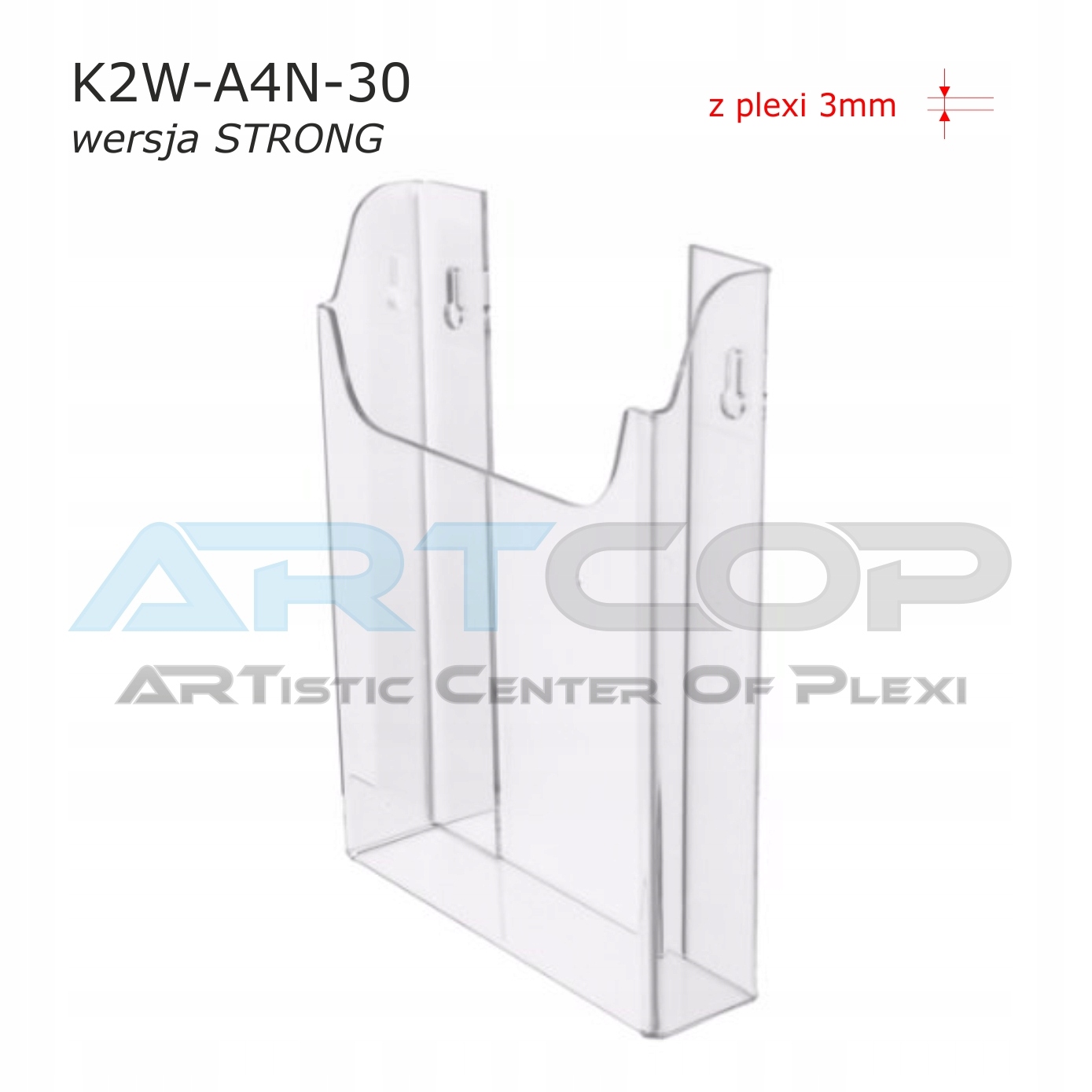 A4 Kieszeń wisząca na ulotki foldery z PLEXI 3mm N Szerokość 22 cm