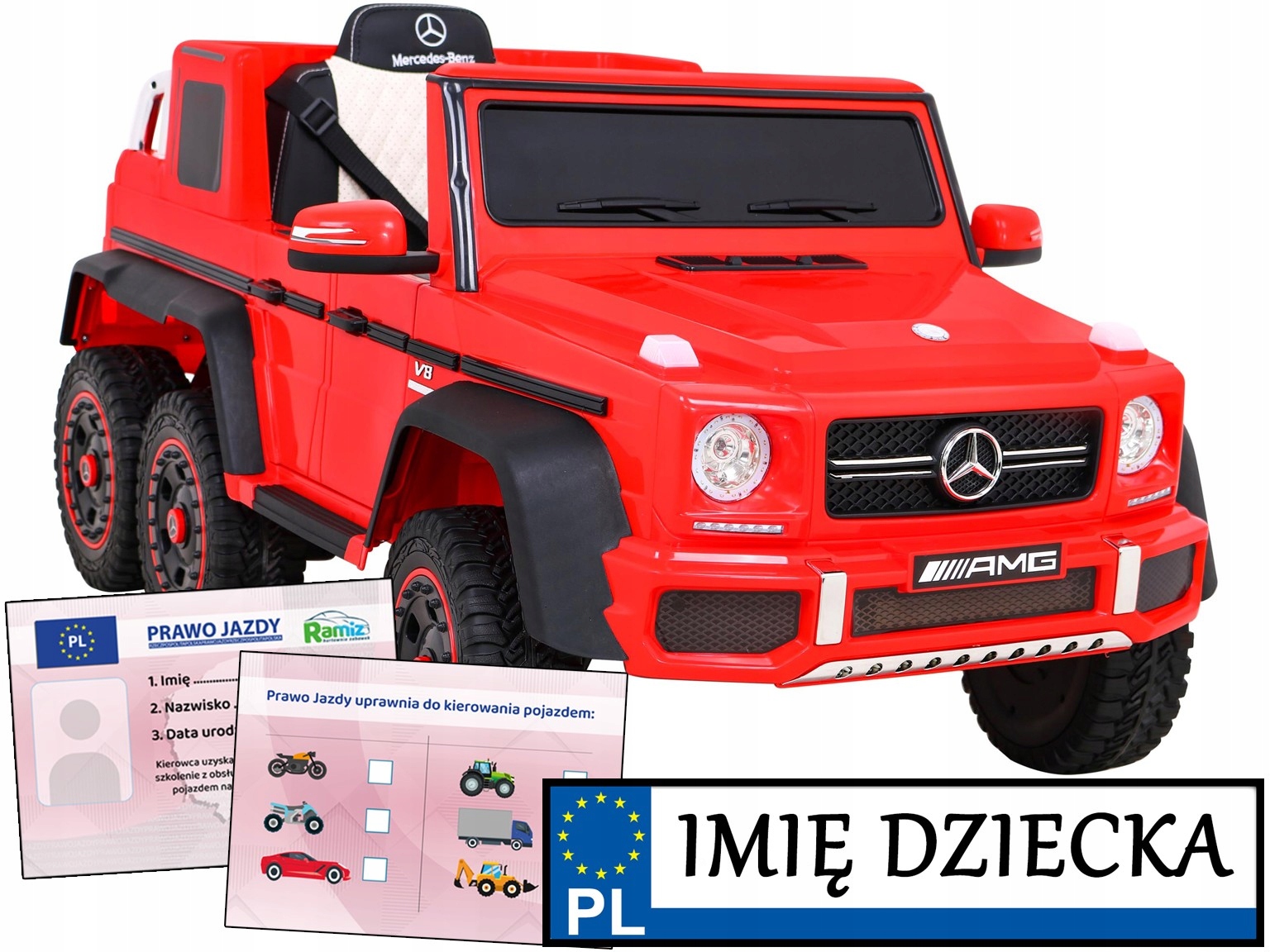 Samochód Dla Dzieci na akumulator Mercedes G63 tablica imienna Prawo Jazdy