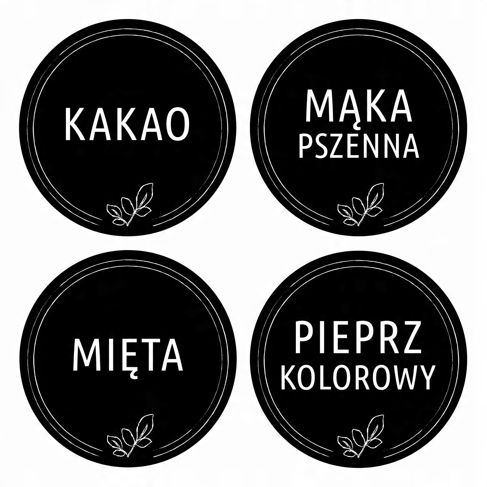 

Naklejki Etykiety Na Przyprawy słoik czarne Zestaw