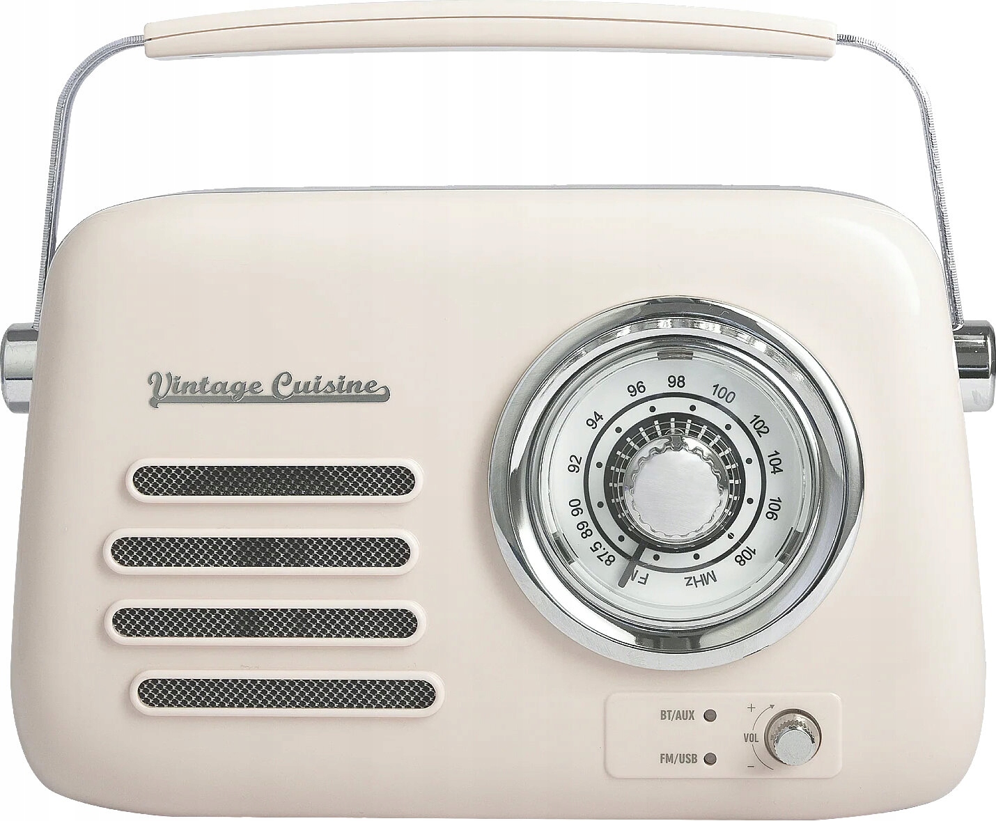 Radio Głośnik Bluetooth Fm Vintage Cuisine Chrom Krem