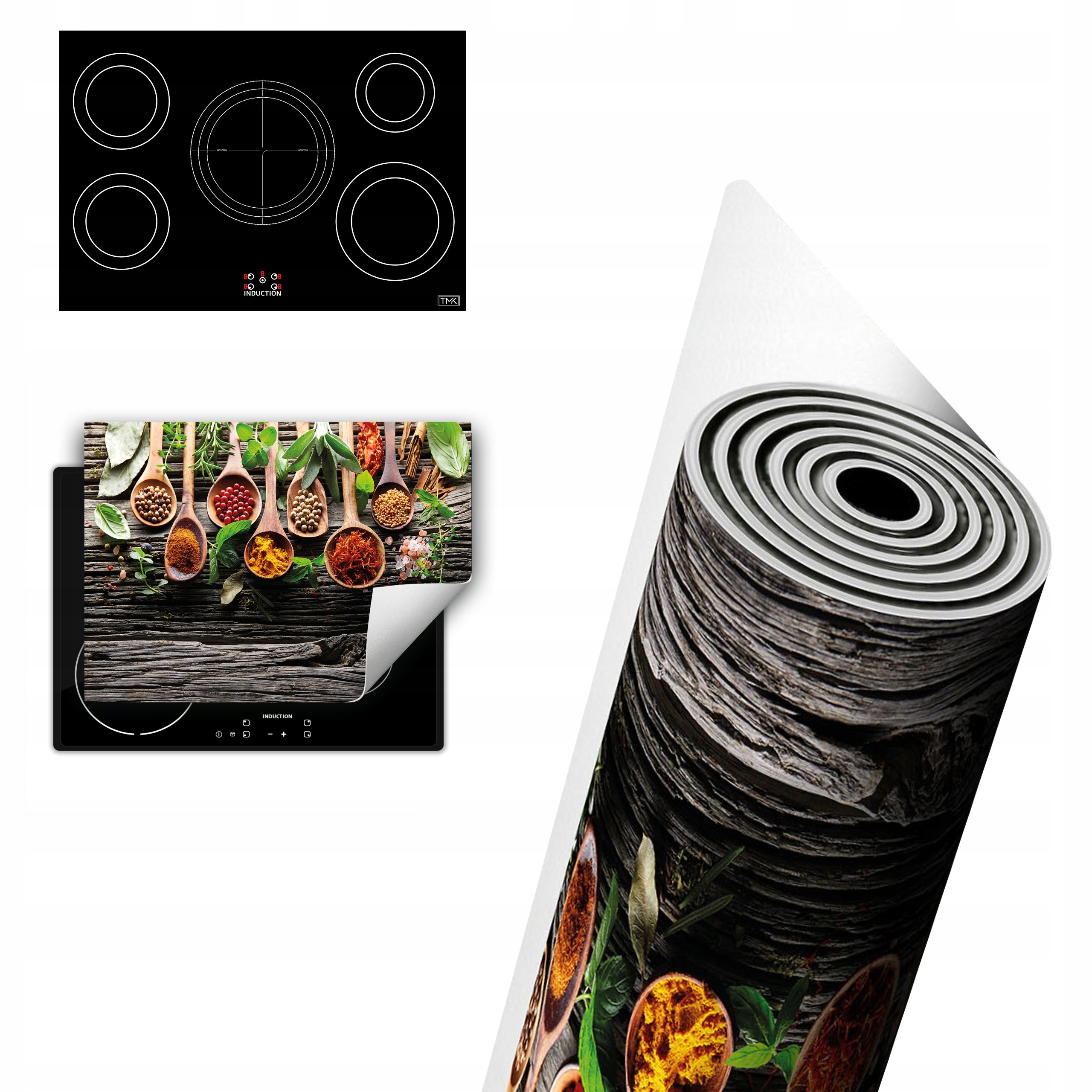 Vinylová Ochrana Na Indukci Pracovní Deska 80x52 koření dřevo