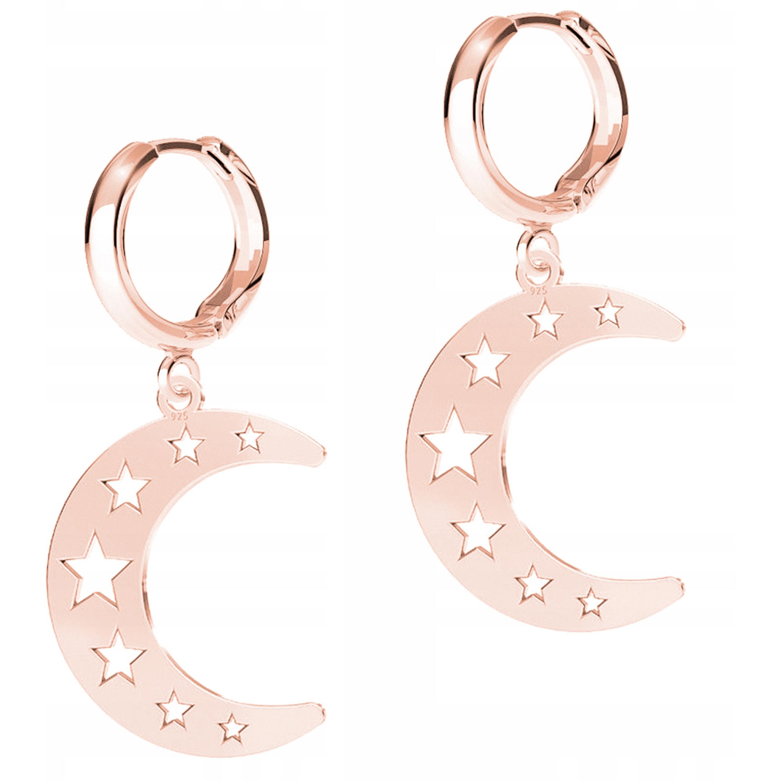 Náušnice Pozlacené měsíce Plech s hvězdičkami Hvězdy Stříbro 925