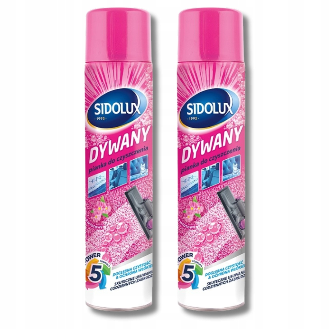 Sidolux DYWANY Pianka Do Czyszczenia Dywanów, Tapicerek, Wykładzin 600ml x2