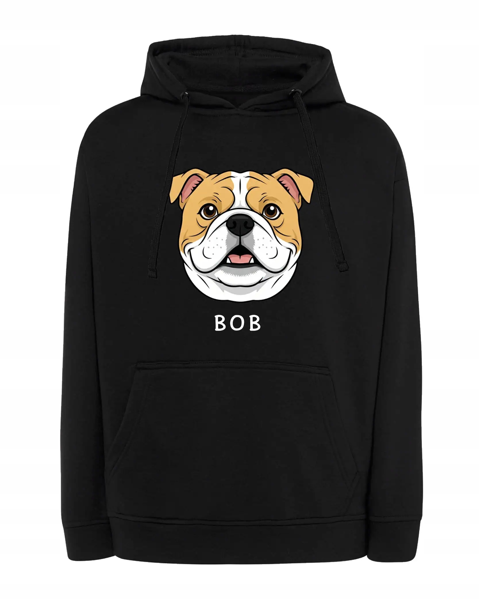 Mikina s kapucí Bulldog Personalizovaná Pupil Pes Černá XL