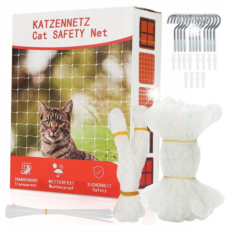 Levně Set Síťka Na Balkon Pro Kočky Holubi Ptáci 3x6 m, Oko 26 mm Silná