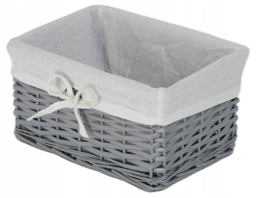 Koszyk wiklinowy Koszoplotka szary z wyściółką 30x20x15h