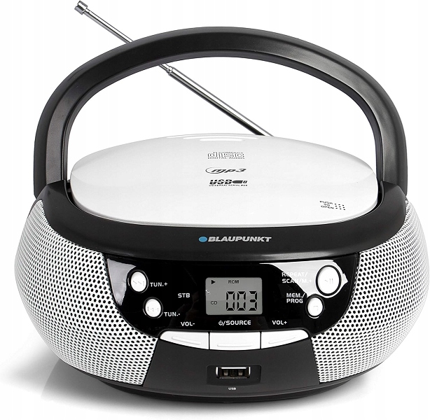 Boombox Rádio Fm CD LCD Aux V Domácí Kuchyni Blaupunkt B3 Pll Černé