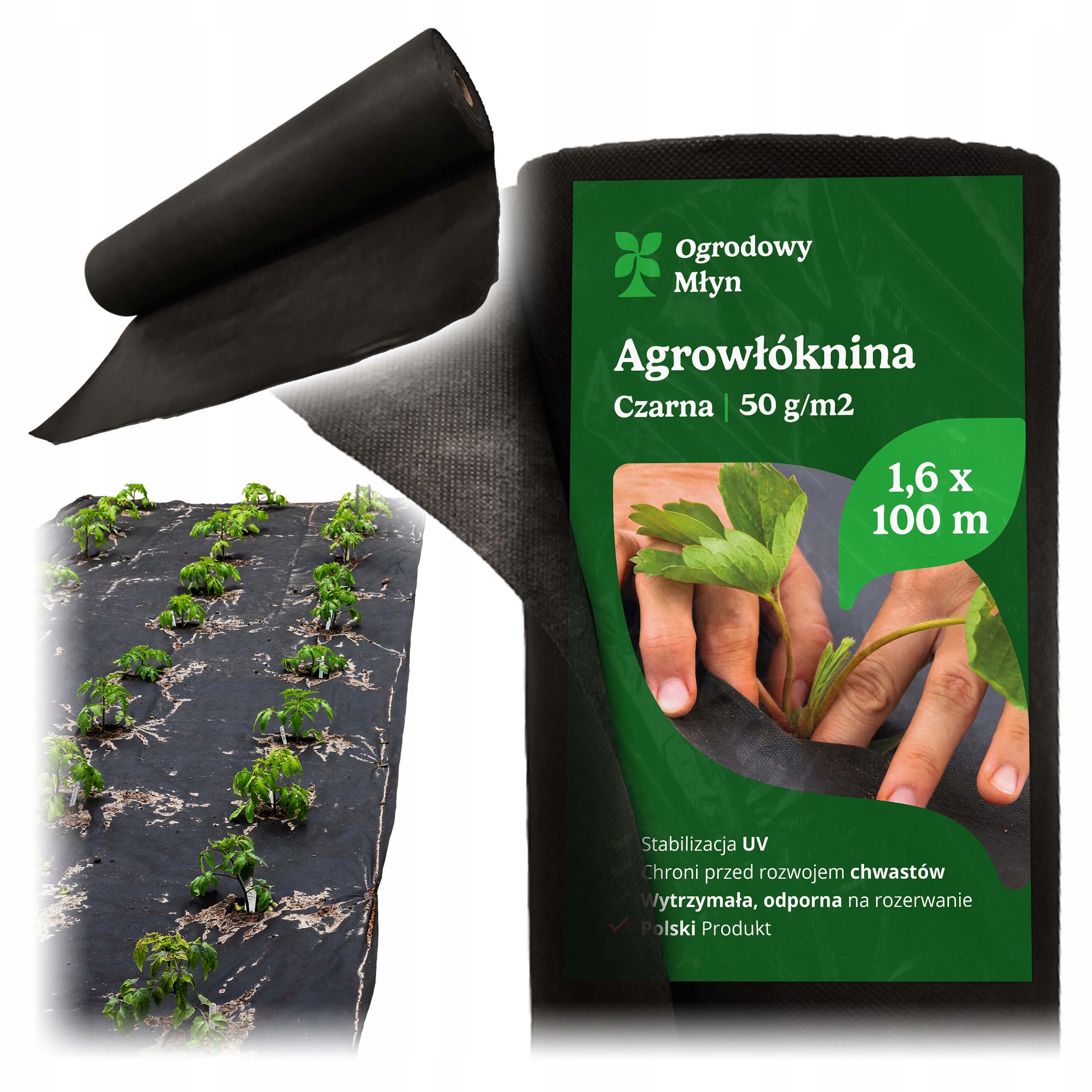 Agrowłóknina Włóknina Czarna Ogrodowa Na Chwasty 50g Uv 1,6x100 m