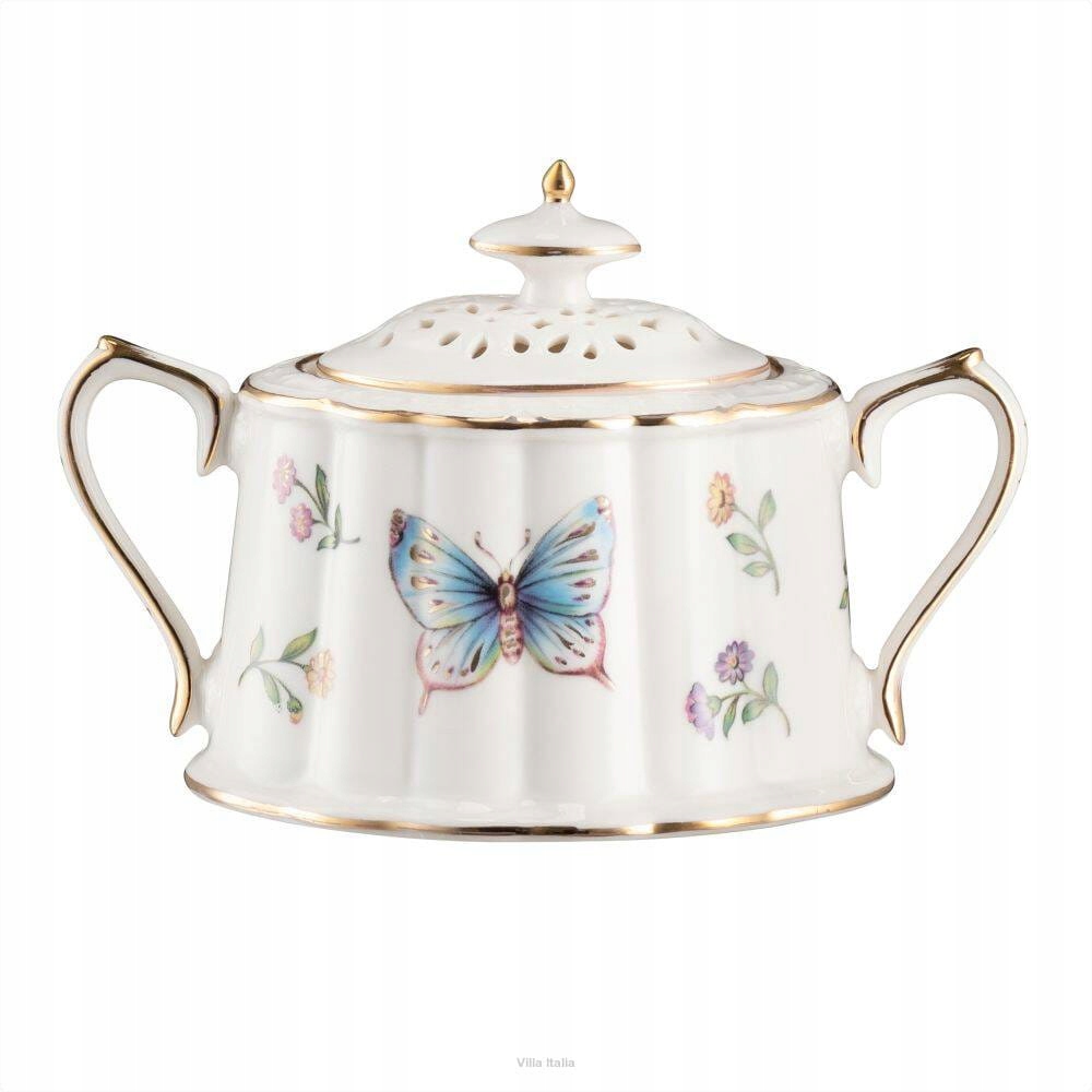 Cukřenka porcelánová, ažurová, zdobená Ivory