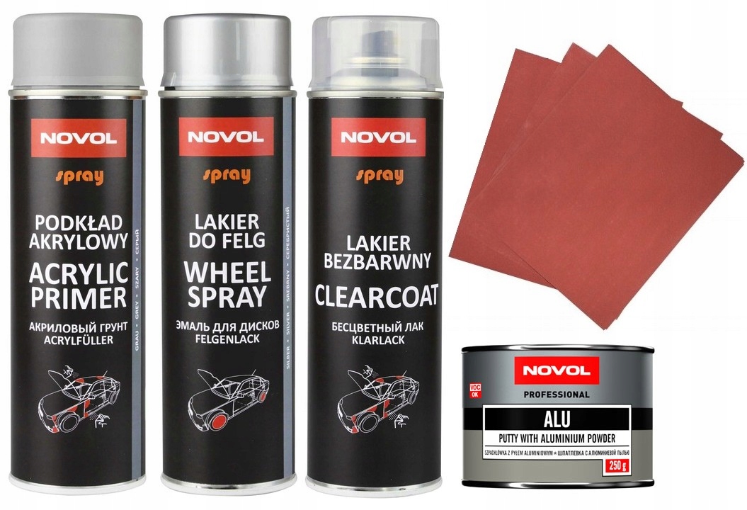 NOVOL LAKIER ZESTAW DO MALOWANIA REGENERACJI FELG