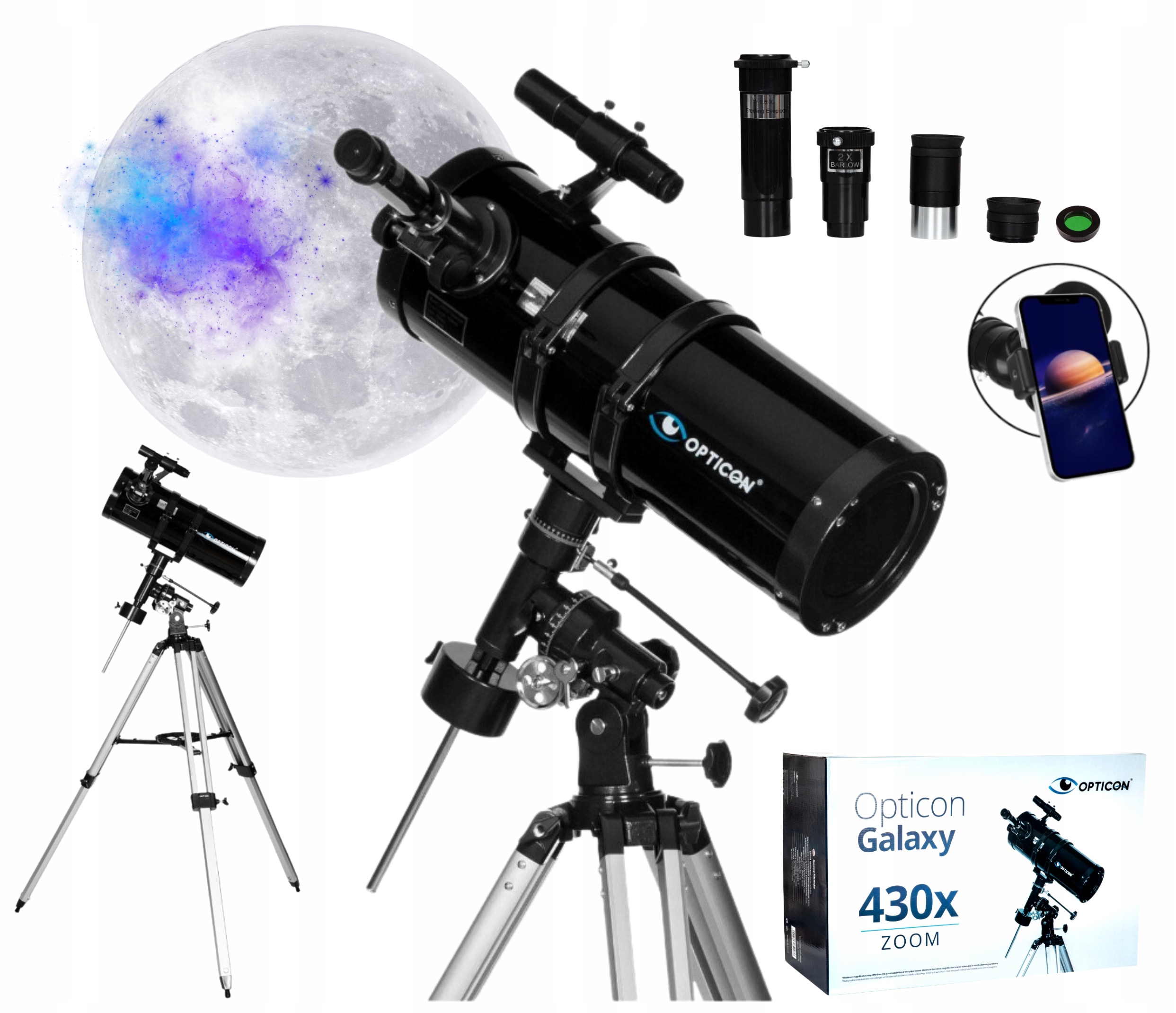 Astronomický dalekohled Opticon – Galaxy 150F1400EQ příslušenství