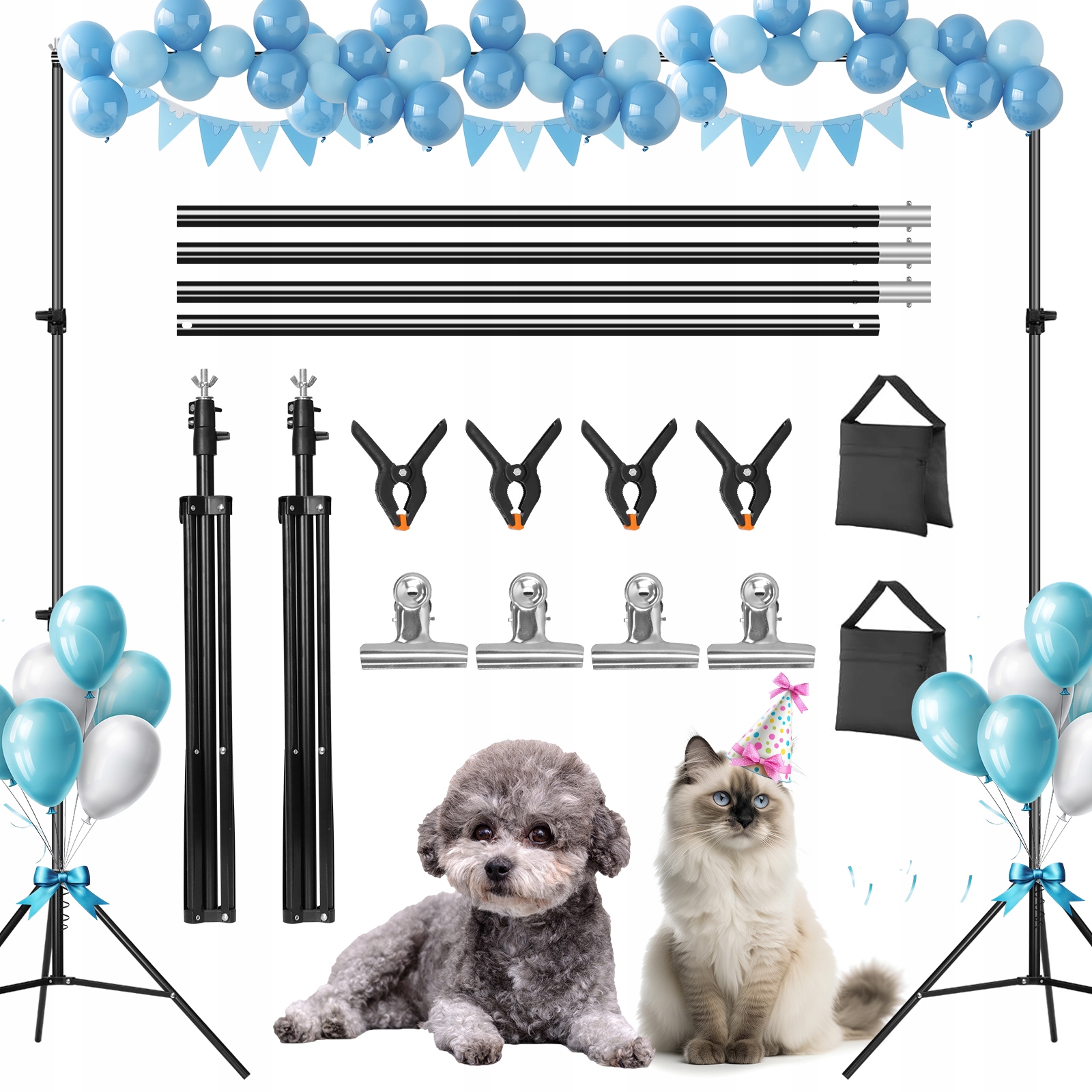 ZESTAW STATYW DO TŁA FOTO 2m 3m CIĘŻKI MOCNY REGULOWANY NA WESELE STUDIO