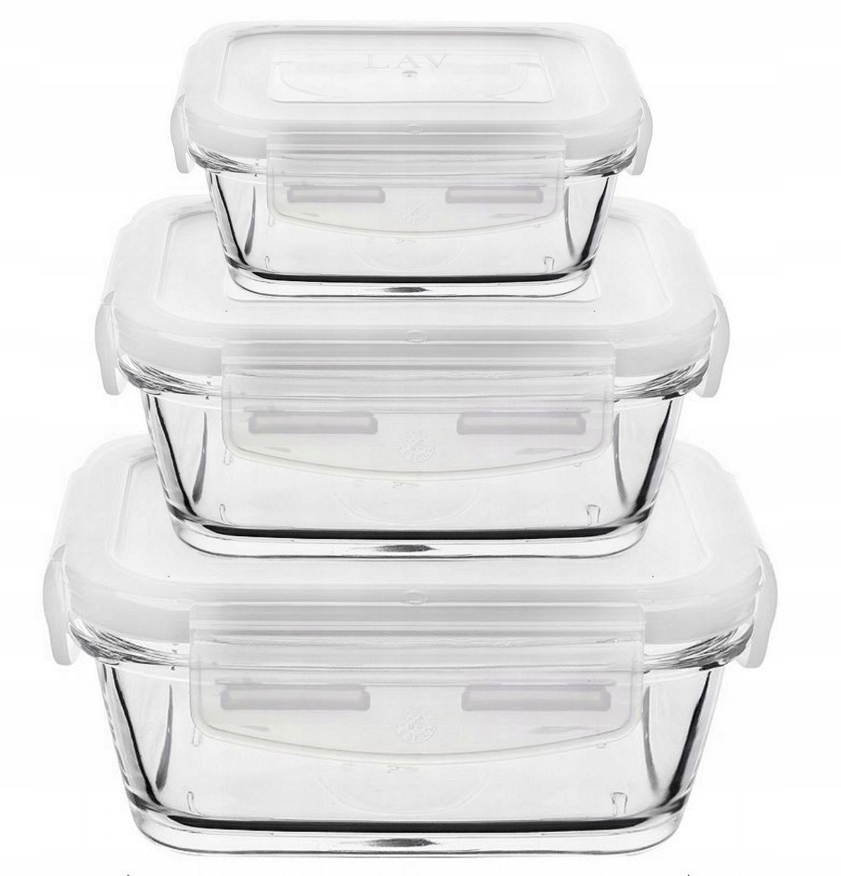 ZESTAW 3 POJEMNIKÓW SZKLANYCH DO PRZECHOWYWANIA ŻYWNOŚCI POKRYWKĄ LUNCHBOX