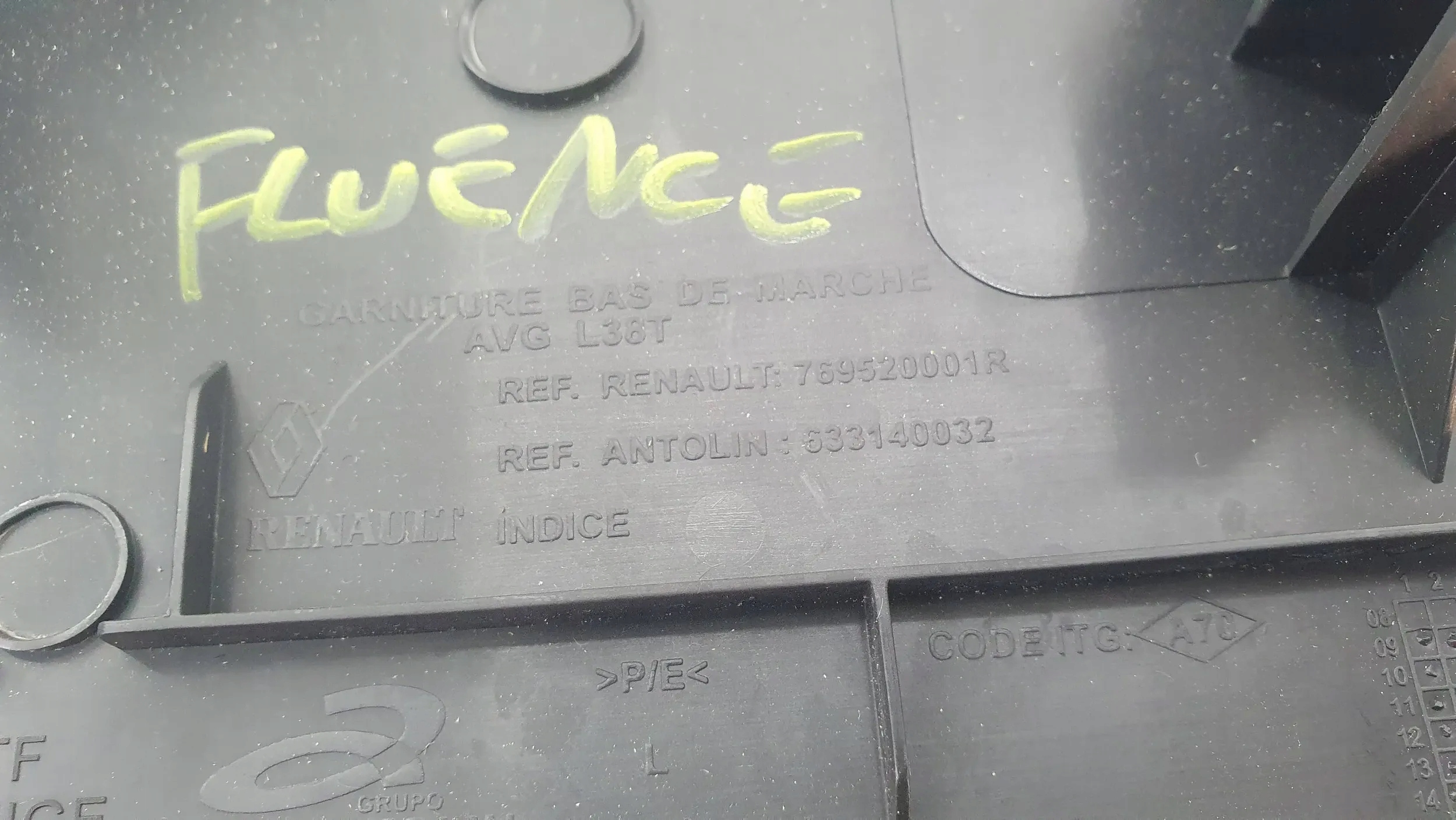 Renault Fluence 769520001r- cap of the threshold left front inner