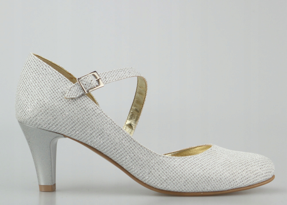 

Srebrne Czółenka Ślubne Buty Damskie Butdam 37